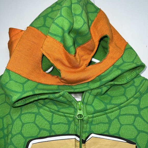 Teenage Mutant Ninja Turtles Boys Michaelangelo hooded Sweatshirt Size M 8 Mask - Picture 2 of 6